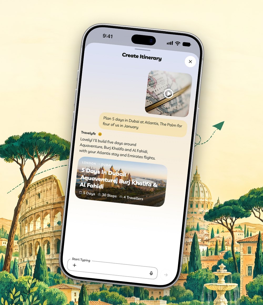 Chat creating a Dubai itinerary.